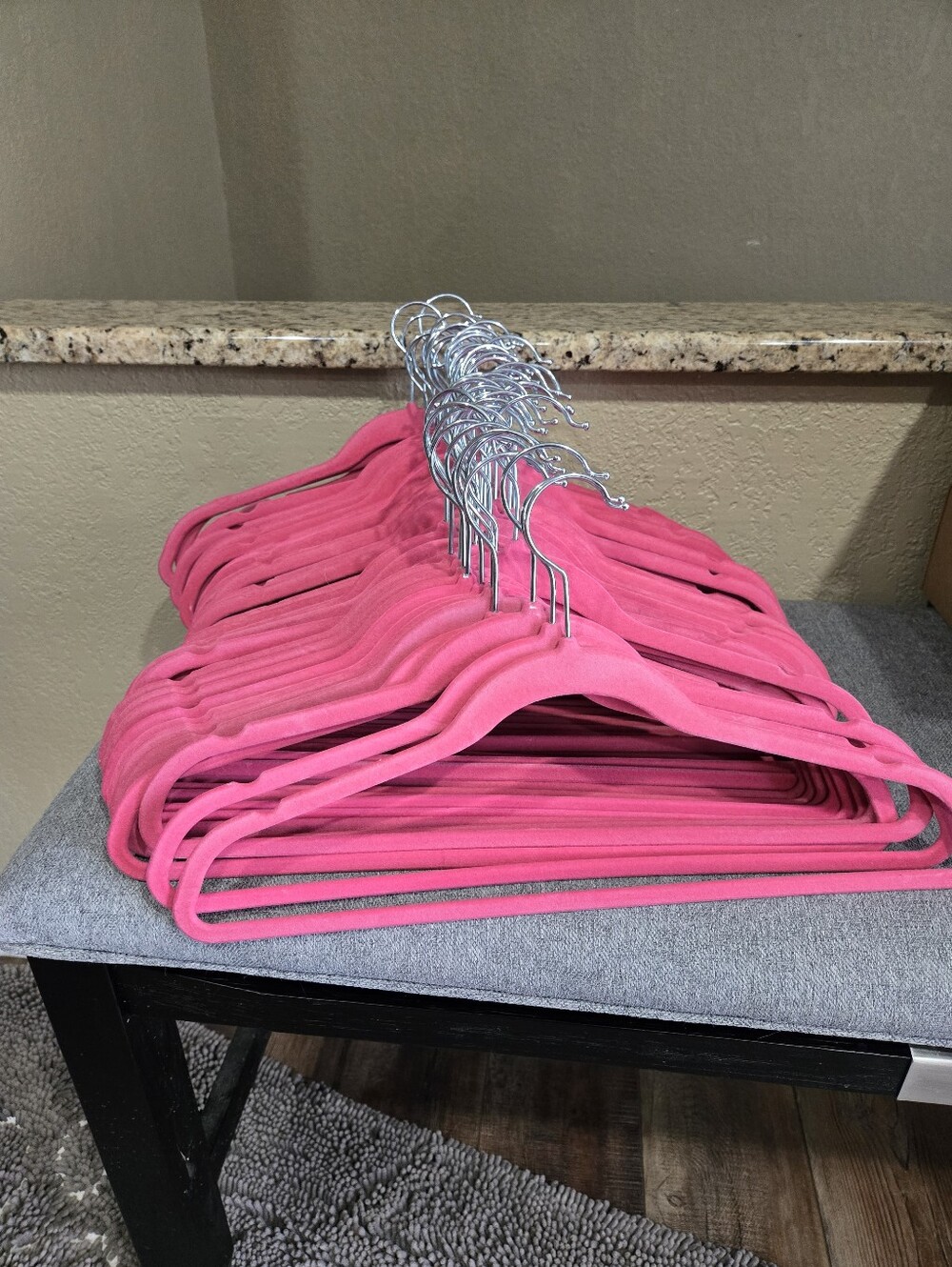Set of Pink Velvet Clothes Hangers